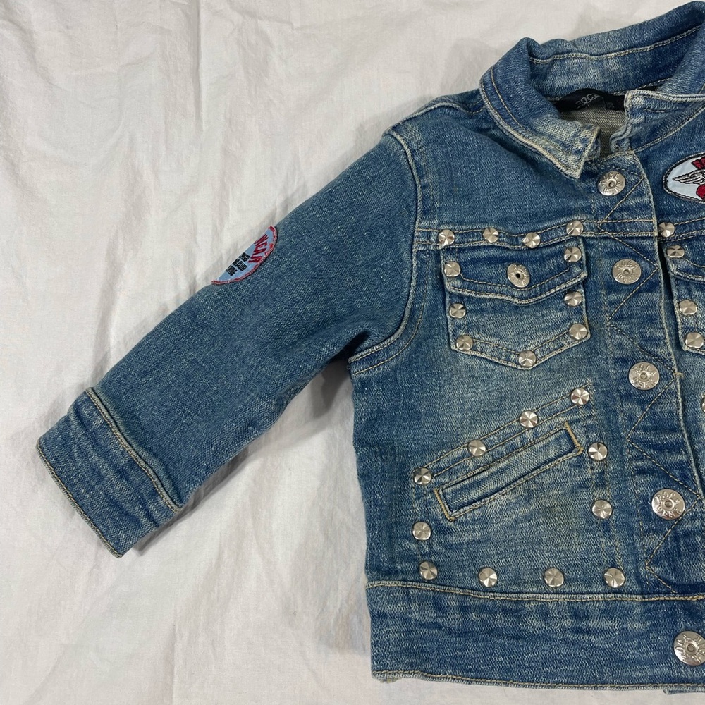 Rocawear Girl Toddler Blue Studded Patched Denim Jacket Size 18M - Picture 5 of 9